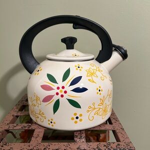 Temptations Classic 2.3 Qt. Enamel On Steel Tea Kettle Confetti New
